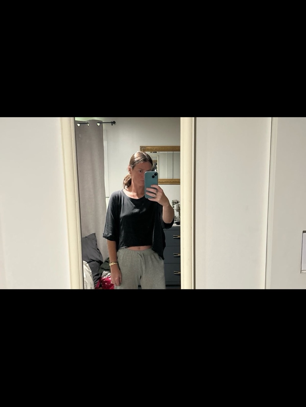 Free People Black Cropped Tee - Casual Boxy Fit